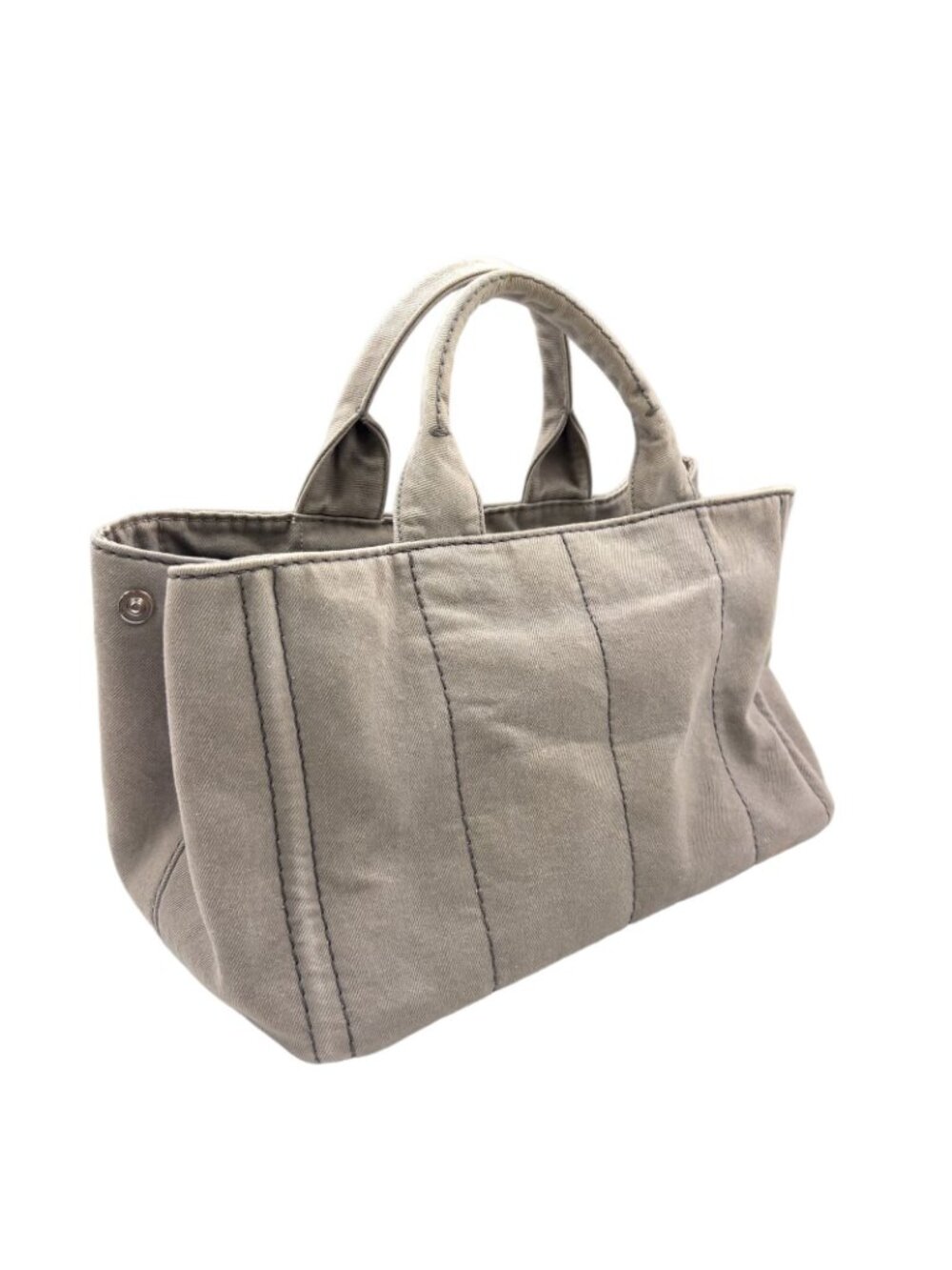 Prada Canapa Denim Canvas Light Gray Tote Silver - Picture 2 of 15